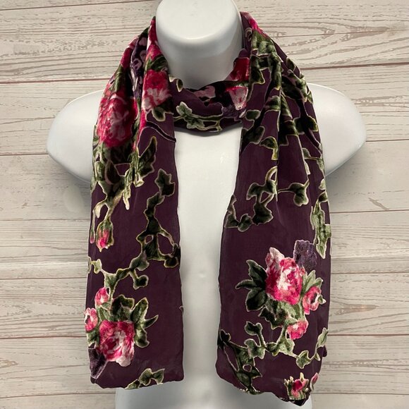Velvet Burnout Floral Scarf - Picture 3 of 4